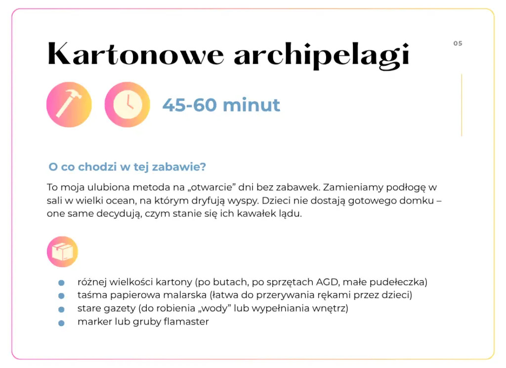 przykład zabawy z e-booka kartonowe archipelagi 1