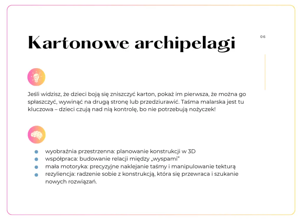 przykład zabawy z e-booka kartonowe archipelagi 3